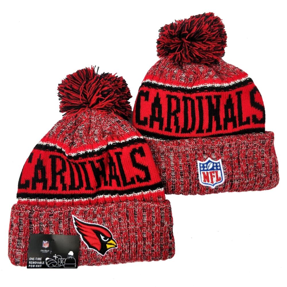 NWT Arizona Cardinals All Over Heather Pom Knit Beanie Fleece Lining OSFA Unisex